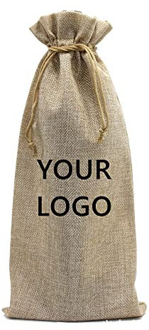 TOPTIE 12 pezzi Sacchetti di vino in iuta personalizzati 14 x 6 pollici/36 x 16 cm, Progetta la tua bottiglia di iuta Borsa per regali, Sacchetti regalo vino con coulisse per Natale