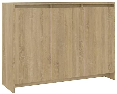 vidaXL Sideboard mit 3 Türen Kommode Anrichte Schrank Beistellschrank Mehrzweckschrank Standschrank Wohnzimmer Sonoma-Eiche 102x33x75cm Holzwerkstoff