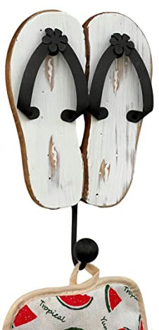 DanDiBo Wandgarderobe Sandalen Holz Metall Weiß Handtuchhalter MR82 Garderobenhaken Garderobe Wand Handtuchhaken Vintage Einzeln