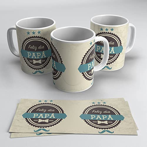 Papa Regalo original día del Padre - Taza eres mi super Papá - El padre numero 1 - Feliz día del Padre | 350ml Cerámica (Feliz Día Papá)