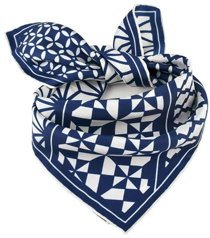 Prettystern Unisex handrolliertes SeidenHalstuch Seide Nickituch Bandana kleines Seidentuch für Damen Herren 07 Blau