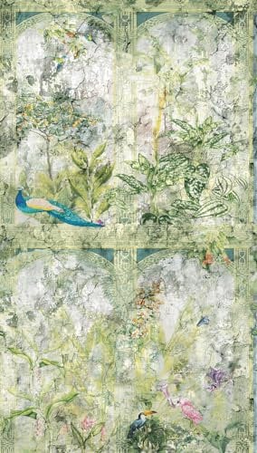 A.S. Création Livingwalls Vliestapete - Florale Tapete Vintage in Weiß, Blau und Grün - Wandtapete für verschiedene Räume - Wandbild XXL 2,80 m x 1,59 m