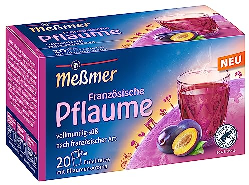 Meßmer Französische Pflaume | 20 Teebeutel | Glutenfrei | Laktosefrei | Vegan
