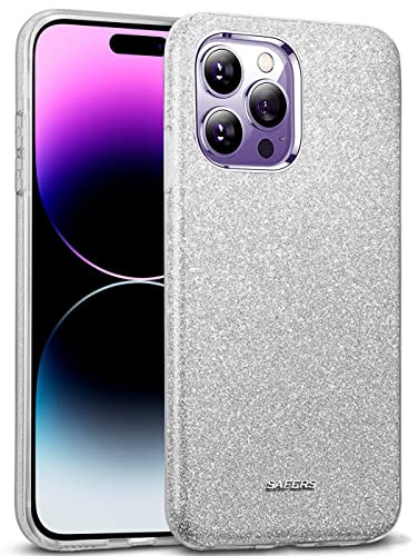 CoolGadget Glänzende Handyhülle für iPhone 14 Pro Max Shiny Case, glänzende TPU Soft Hülle mit Schutzrand, kompatibel mit iPhone 14 Pro Max (6,7 Zoll), Silber