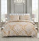 PRIME LINENS Duvet Cover Set 4 Pcs Polyester-Cotton Quilt Cover Bedding Set With Pillow Cases and Extra Fitted Sheet Included (Royal Damask Gold, Double)
