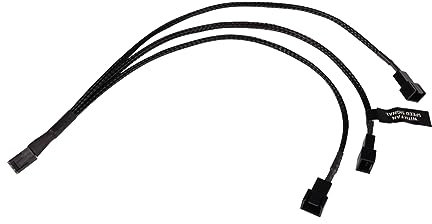 Alphacool 18693Y - Divisor de 3 pines a 3 pines de 3 pines de 30 cm, cable Modding con manguito, color negro
