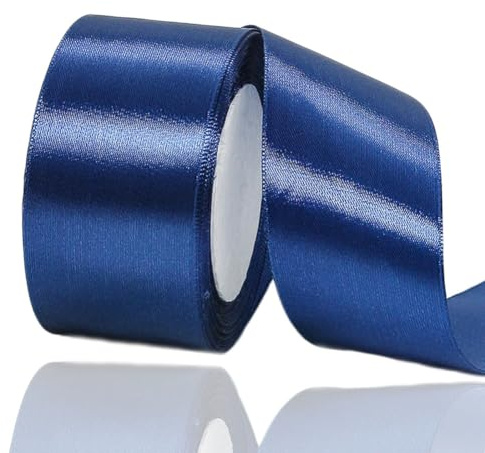AHOMAME Geschenkband Dunkelblau 50mm, 22m Navyblau für Hochzeit Satinband | Schleifenband zum Geschenkverpackung, Weihnachten, Haarbögen, Taufe, Blumensträuße und Festdekorationen
