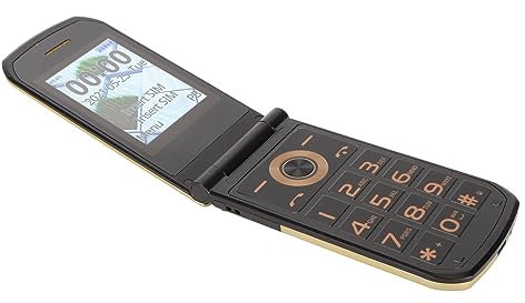 Lazmin112 YEEMI K21+ 4G Flip Phone for Seniors, Flip Design, Dual Screens, Powerful Functions, Wide Network Compatibility with GPS, Large Buttons, Long Standby Time (Gold)