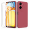binandteam Hülle für Xiaomi Redmi 13C 4G mit 2 Stück Schutzfolie Handyhülle,Dünne Weiche TPU Stoßfeste Flüssigsilikonhülle Silikonhülle, Anti-Scratch mit Microfiber Schutzhülle - Rot