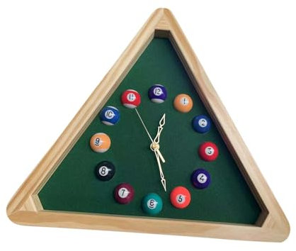 Sharplace Billard-Themen-Wanduhr, 35,6 cm, dreieckige Billardtisch-Wanduhr, Mehrzweck-Kunst-Hängedekoration für Spielzimmer, Schlafzimmer, Zuhause