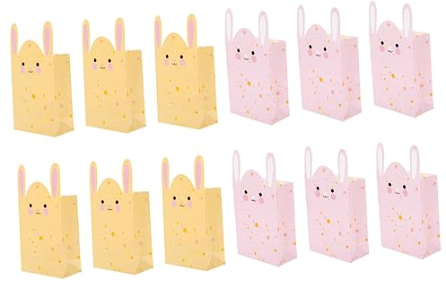 SOLUSTRE 24 Stk Osterhasen-Tasche Osterferienzubehör Geschenktüten aus Kraftpapier geschenktüte ostern ostergeschenktüten Osterpartyzubehör Aufbewahrungsbeutel zweifarbig Süßigkeitentasche