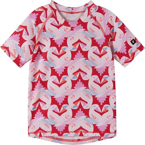 Reima UV Shirt Pulkoi für Kinder, Badeoberteil mit UV-Schutz 50 aus recyeltem Polyester und Elastan, leichtes Schwimmshirt für Mädchen und Jungen im Wachstum Misty Red 092
