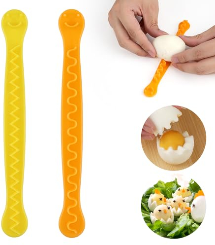 XIHIRCD 2uds Cortadores de Huevos Cocidos Elegante, 2 Formas Multifuncional Cortador Decorador de Huevos Rebanador de Frutas Herramienta de Cocina para Hacer Lindos Bento para Niños