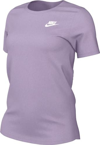 Nike Top Damen Sportswear Club Short-Sleeve Tee, Violet Mist/White, DX7902-511, S