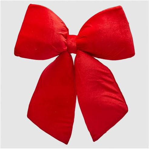 EDG - Enzo de Gasperi Fiocco Natalizio Rosso Effetto Velluto, Decorazione per Albero di Natale 60xH64 cm