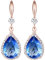 Linawe Ohrringe Blau Mit Blauem Stein, Hängend, Tropfen Rosegold für Damen, Schmuck Set Mit Schleifen, Kristall Diamant Modeschmuck