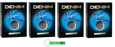 4x Denim Eau de Toilette Original - Großer Klassiker der Maschile-Parfümerie 100ml + Beni Culinari Kostenloser Schlüsselanhänger