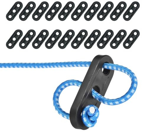 QEDBOJE 20 Stück Zeltleinenspanner, Wind Seil Schnalle, 3 Löcher Cord Adjuster, Seilspanner, Schnurspanner Kunststoff, für Picknick, Outdoor Aktivitäten, Zeltzubehör