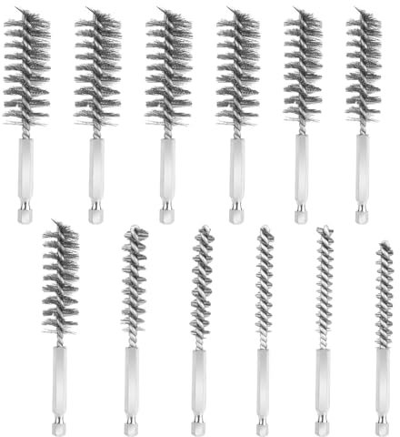 XTDMJ 12 brocas de alambre de 9 – 22 mm, cepillo de acero inoxidable, cepillo de alambre cilíndrico para taladro, pulido y limpieza