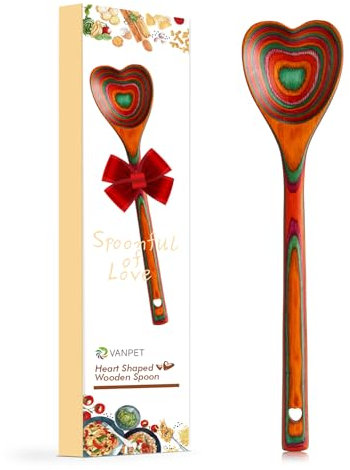 Wooden Heart Spoons - Heart Shaped Wooden Spoon Kitchenware for Cooking with Love, Unique Mother's Day Gifts for Cooks Hostesses Mom Grandma Wife Weddings House Warming Kitchen Accessories (Colorful)