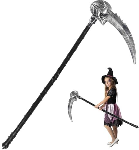 ZyXSQoraphic Halloween Falce Arma Morte, Falce di Halloween, Arma Falce Smontabile in Plastica, Falce del Mietitore Accessorio per Bambini Cosplay Carnevale Feste 84,5 * 36.5cm