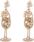Weinglas Ohrringe für Damen - Obst und Champagner Design, Festliche Party-Schmuck, Tropfen-Ohrringe (Gold)