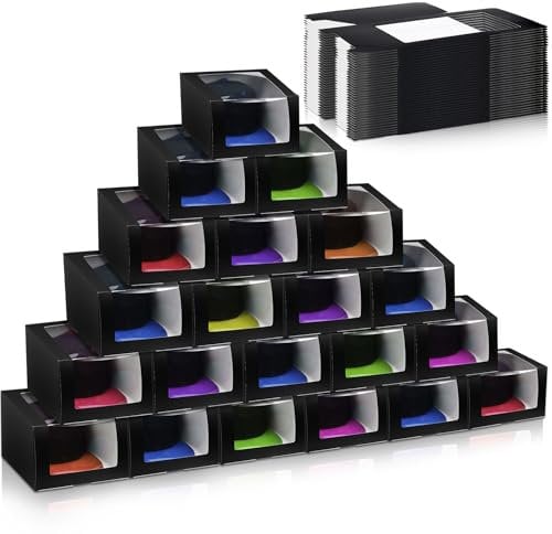 Gilprop 20 Pcs Hat Boxes for Men Black Gift Boxes with Window Display Box for Hat Storage Container for Baseball Caps, Dad Hat, Billed Cap, Snapbacks, Paper Fold Box Packing Box 8.1 x 8.1 x 5.1