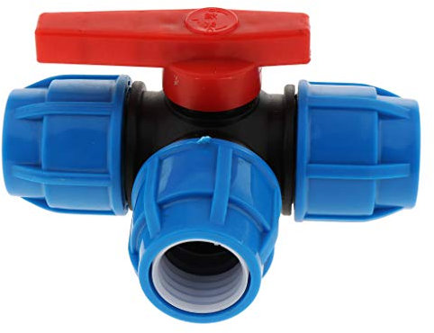 Wdfnexalai Raccord de raccord rapide en PE pour tube poussoir d'air, raccord en T 32 mm, noyau en plastique, bleu