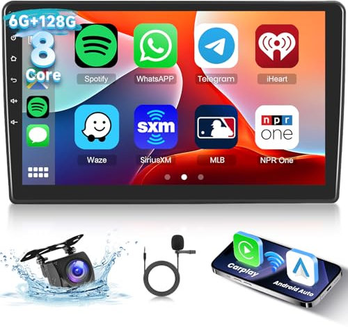 Hodozzy [6G+128G] 8Core Autoradio für Toyota Auris E150 2006-2011 mit Wireless Carplay Android Auto, Radio 10 Zoll Touchscreen Bildschirm mit Bluetooth Navi WiFi USB DSP FM/RDS Radio Rückfahrkamera