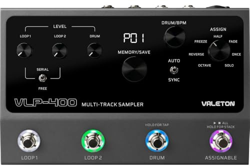 Valeton VLP-400 Multi-Track-Sampler mit 4 Fußschaltern - Zwei vollfunktionsfähige Looper, Drum Machine