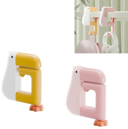 2 Unidades Colgador Bolso Mesa Bonito Dibujo De Pato, Cuelga Bolsos Plástico Plegable Para Guardarlo Fácilmente, Fijación Manual Giratoria, Fácil De Instalar (Blanco, Rosa)