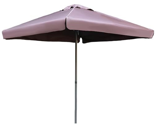 PQPQLI Parasol Carré 2.0m Droit Protection UV Imperméable, Parasol De Terrasse Résistant Au Vent Stable, 8 Baleines Robustes pour Jardin Plage, Cadre en Fer sans Base(Coffee)