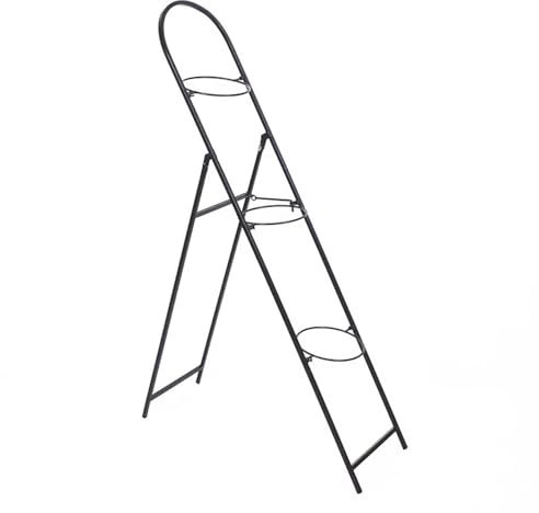 WZSMZKHF Klappbarer 3-stufiger Blumenregal Outdoor Aus Schmiedeeisen, Pflanzenregal Aus Metall, Leiterregal for Drinnen und Draußen, Blumenständer for Terrasse, Haus, Garten
