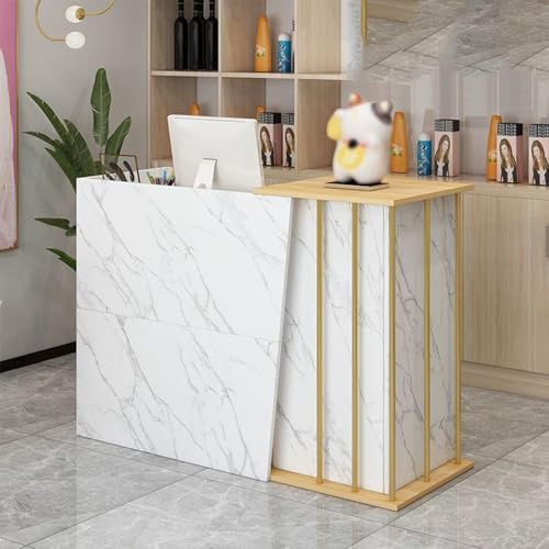 CXFSCD Empfangstheke, Empfangstresen, Rezeption, Rezeptionstheken, Laden Theke, Verkaufstheke, Ergonomisch Gestaltet, Geeignet Für Den Empfang(Size:120cm,Color:Marmordruck)