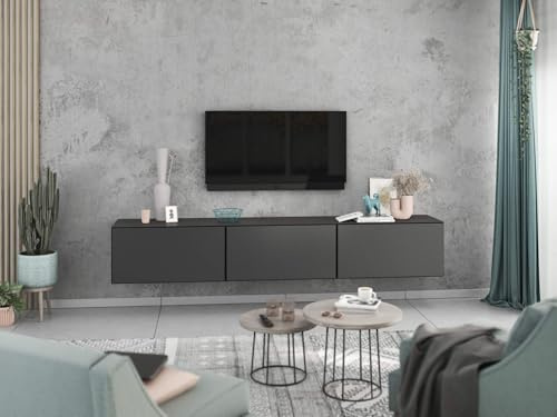 moebel-dich-auf Lowboard VARIANTO 4, Schrank Set, anthrazit matt/anthrazit matt griffloses TV-Board, 3 TLG., 228 cm hängend