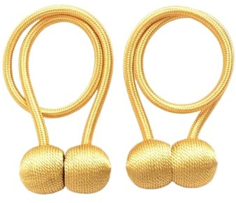 2 magnetische Vorhang-Raffhalter, Kopfhörer-Design, Badezimmer-Duschzubehör(Golden)