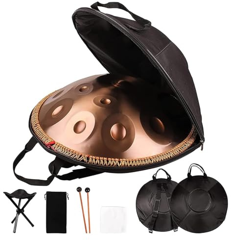 Handpan-Drum-Instrument, 22-Zoll-Stahlhandtrommeln In D-Moll, 432/440 Hz, 9/10/12 Töne Golden Hand Pan Drum Percussion, Handpan-Trommelsets, Für Klangheilung, Meditation(440hz,12 note)