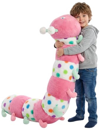 Xiyocadt XXL Plüsch Raupe Kuscheltier – Lange Gepunktete Stofftier-Raupe als Raupenkissen/Körperkissen für Kinder, weiches Dekokissen in Rosa oder Schwarz-Weiß, 40–115 cm (Farbe,115CM)