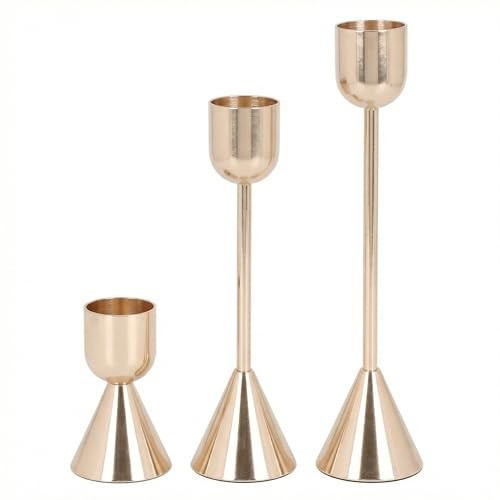 Olrla Kerzenständer 3-teilig, Vintage Spitzkerzenhalter mit unterschiedlicher Höhe 6,2/15,2/18,2 cm, passend für Kerzen mit Ø 2,2 cm, Tischdekoration für Zuhause, Wohnzimmer und Hochzeit