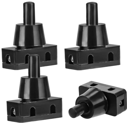 4pcs Einbau Druckschalter Schwarz 250V 10A IP20 Mini Druckschalter für Lampen und Haushaltsgeräte Lampenschalter mit Schraubkappe Lampen Schalter