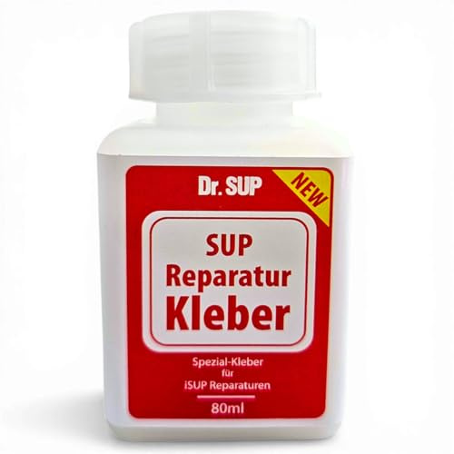 Dr. SUP® Reparaturkleber 68g - speziell für SUP Boards - PVC Kleber farblos elastisch uv- & salzwasserbeständig - Loch abdichten Risse reparieren – Stand Up Paddle Board/iSUP Reparaturen