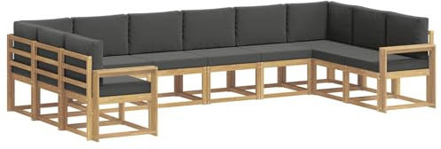 vidaXL Outdoor-Sofagarnitur mit Kissen 10 pcs Weiß und Anthrazit, Gartenliege, modernes Lounge Set, wetterbeständige Möbel, perfekte Sitzgruppe für den Außenbereich