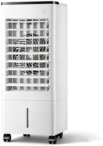 Enfriador De Aire Evaporativo Portátil, Aire Acondicionado Con Depósito De Agua Grande De 9 Litros, Oscilación De Aire Doble De 90° Y 3 Modos Viento, 2 Formas Control Y Temporizador 15h