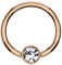 Piercingfaktor BCR Piercing Klemmring Ring Flach mit Kristall Klemm Kugel Septum Nasen Lippen Helix Ohr Tragus Rosegold 1,2mm x 10mm x 4mm