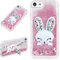 LCHDA iPhone 6 Plus 6S Plus Liquid Glitter Case Pink With Bunny Ear Sparkle Quicksand Floating Luxury Bling Cute 3D Cartoon Rabbit Kickstand Crystal Silicone Cover Bumper For Girls Women 5.5 inch