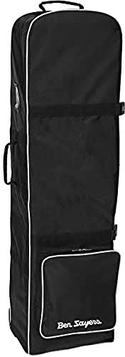 Ben Sayers Golf Travel Flight Bag Cover with Wheels | Durable Padded Case for Clubs | Easy Carry or Wheeled Rolling | Black