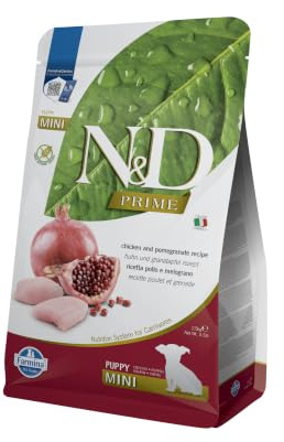 Farmina N&D Prime Puppy Mini Pellets Hundefutter (Trockenfutter, mit hochwertigen Vitaminen und natürliche Antioxidantien, ohne Mais, Zutaten: Hähnchen und Granatapfel, Portionsgröße: 2,5 kg)