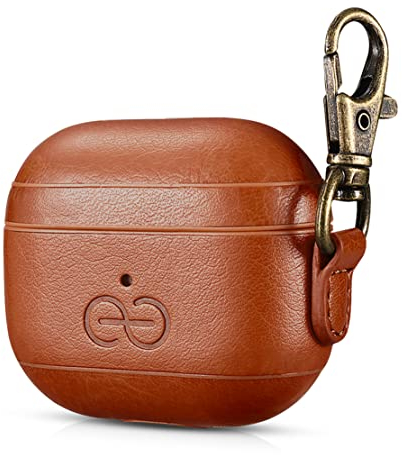 Dreem Om AirPods 3 Case Cover with Keychain Clip for Apple AirPods 3rd Generation, Vegan Leather AirPod Case for Men & Women, Luxury Earbuds Accessory for iPhone - Caramel