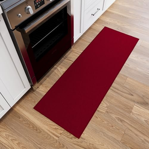 Ottomanson Ottohome-Kollektion Teppichläufer mit Gummirückseite und einfarbigem Design, 67 cm x 183 cm, Rot