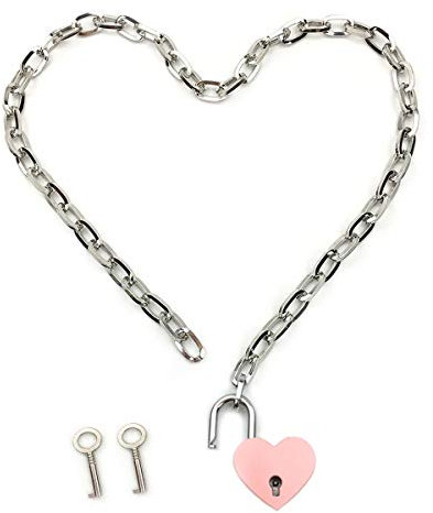 Collana con lucchetto, collana girocollo con due chiavi e scatola per donne, uomini e animali domestici e Lega, colore: I